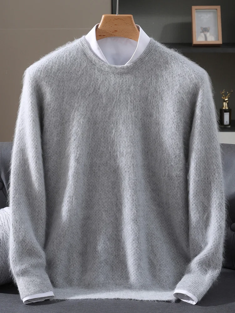 

TLOML осень-зима новый мужской свитер из 100% норкового кашемира с круглым вырезом однотонный пуловер умный повседневный мягкий теплый норковый кашемир удобные топы