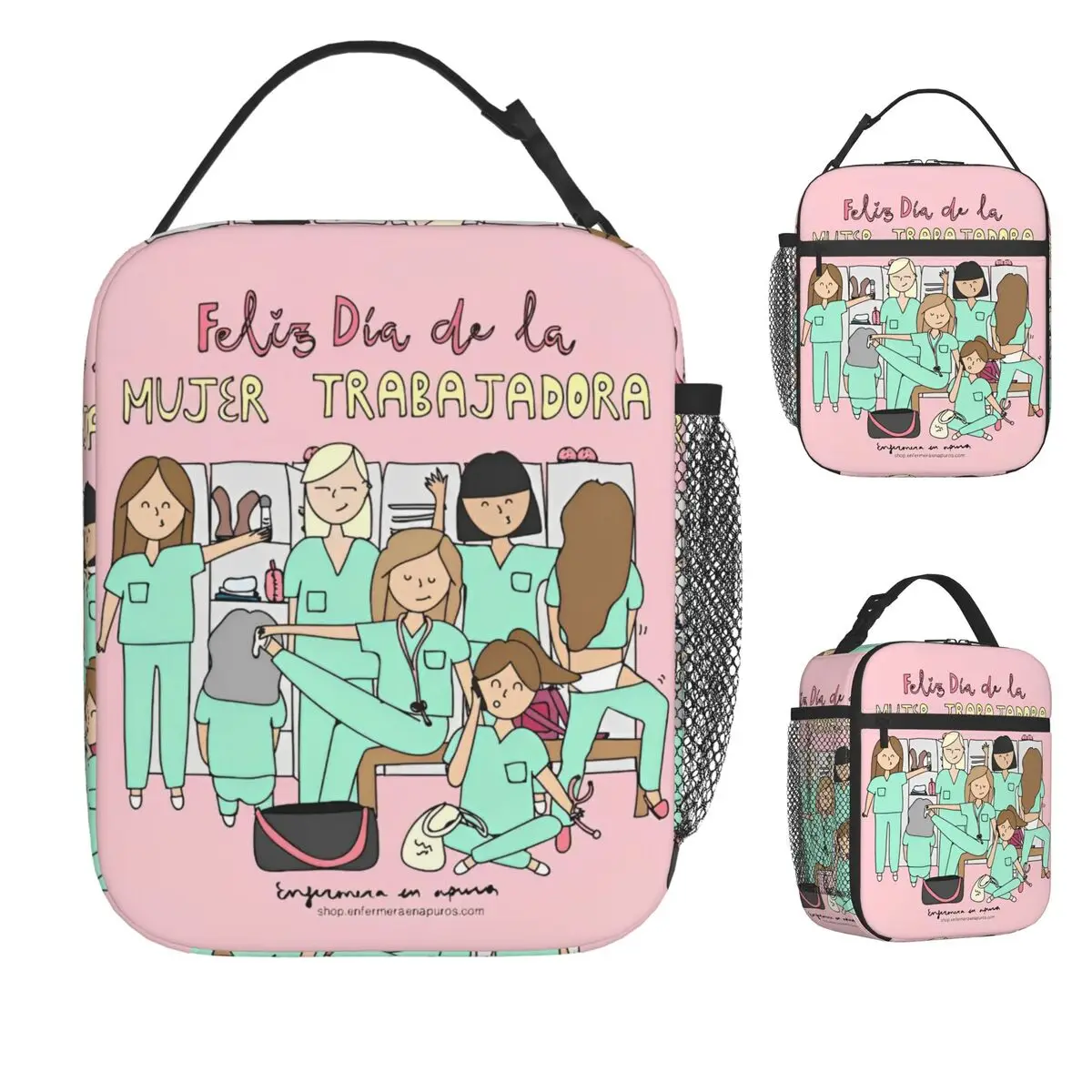 

Enfermera En Apuros Nurse Lunch Bag Portable Insulated Lunch Box Outdoor Picnic Cooler Bag Vintage Oxford Thermal Lunch Bags