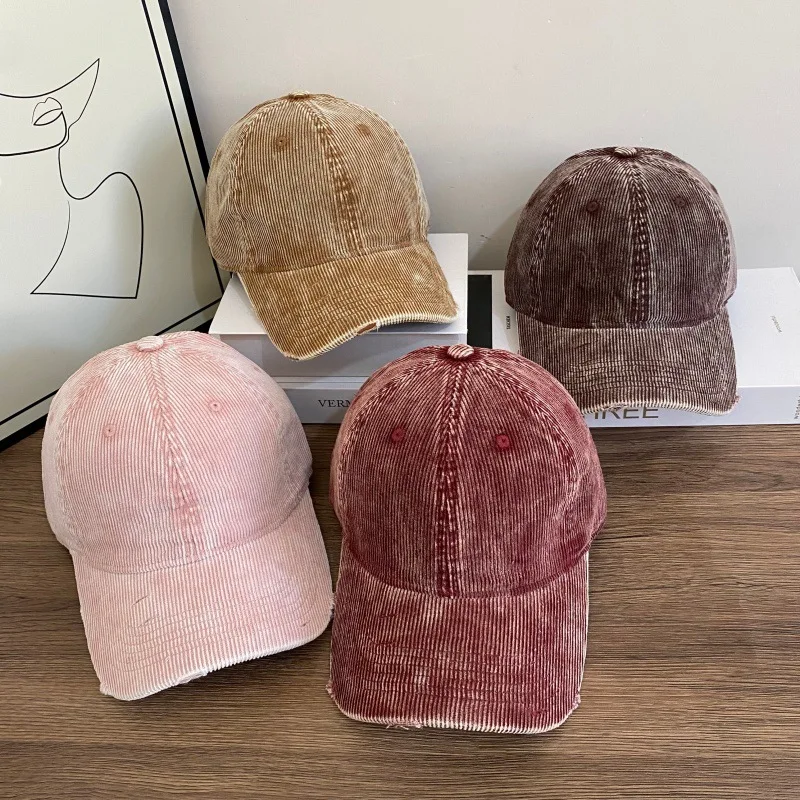 

corduroy baseball cap for men and women solid color vintage soft top caps unisex
