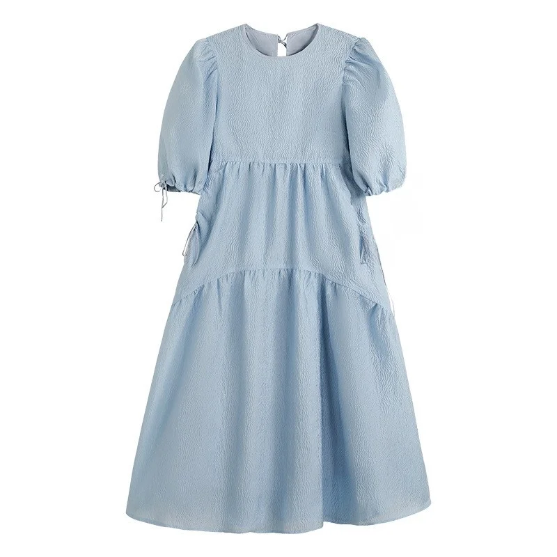 Sweet Princ Sle Bubble Sve Dr High Waist Women's Summer Dr Slimming Ele Faionable Polyester Fiber