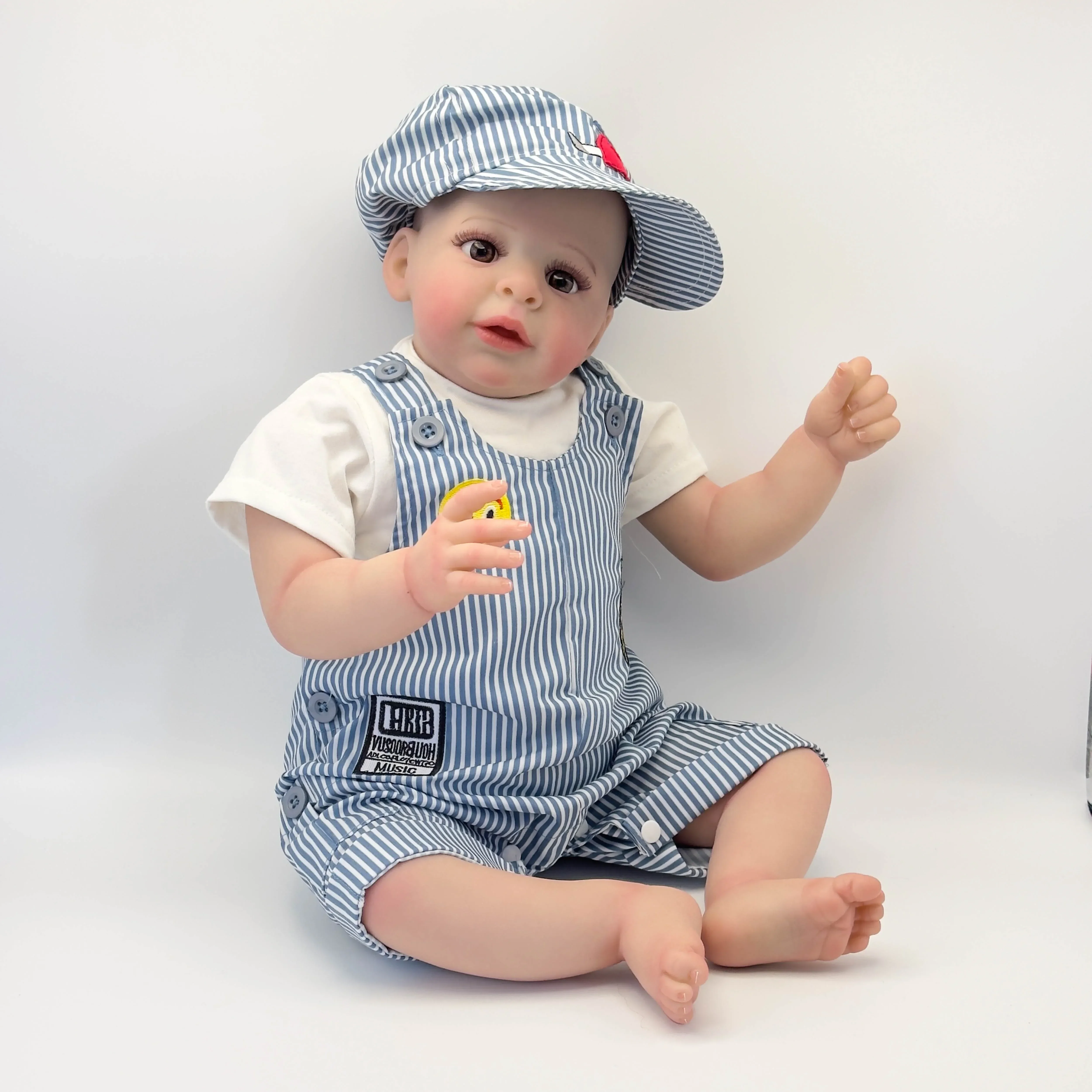 NPK 24inch Jaylan Already Painted Finished Cloth Body Doll Lifelike Reborn Baby Skin Painted Hair Lifelike 3D Skin