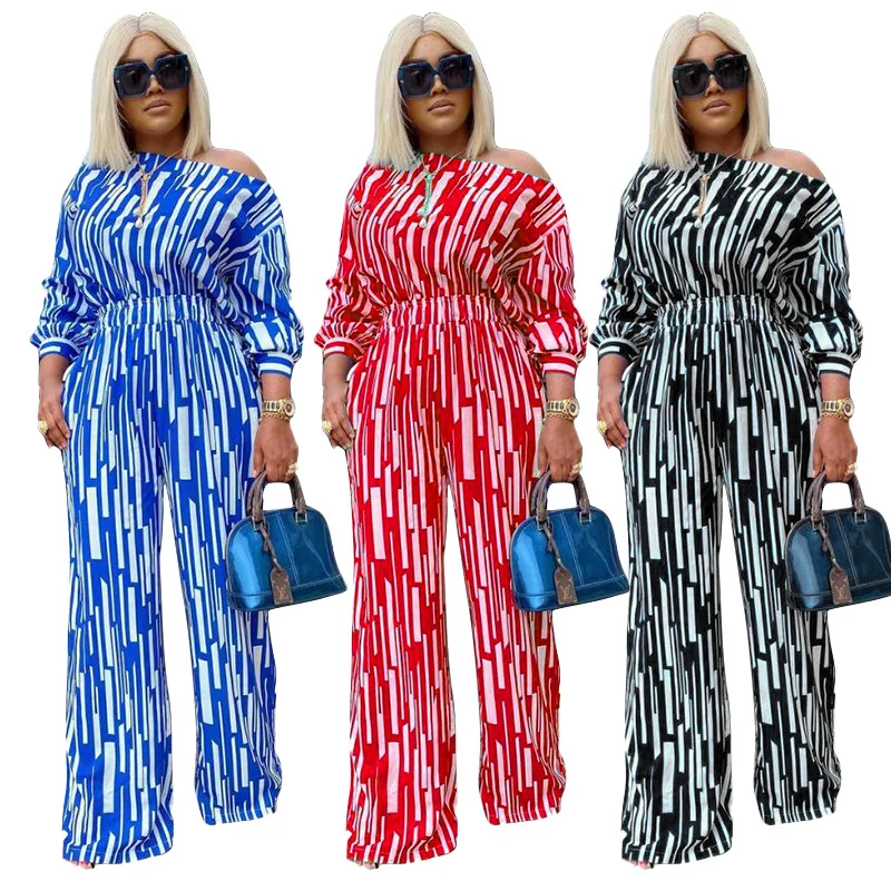 Plus Size Women Clothing Elegant Printed Two Piece Set Asymmetrical Long Sleeve Top Wide Leg Pants Casual Suits 2023 Office Lady