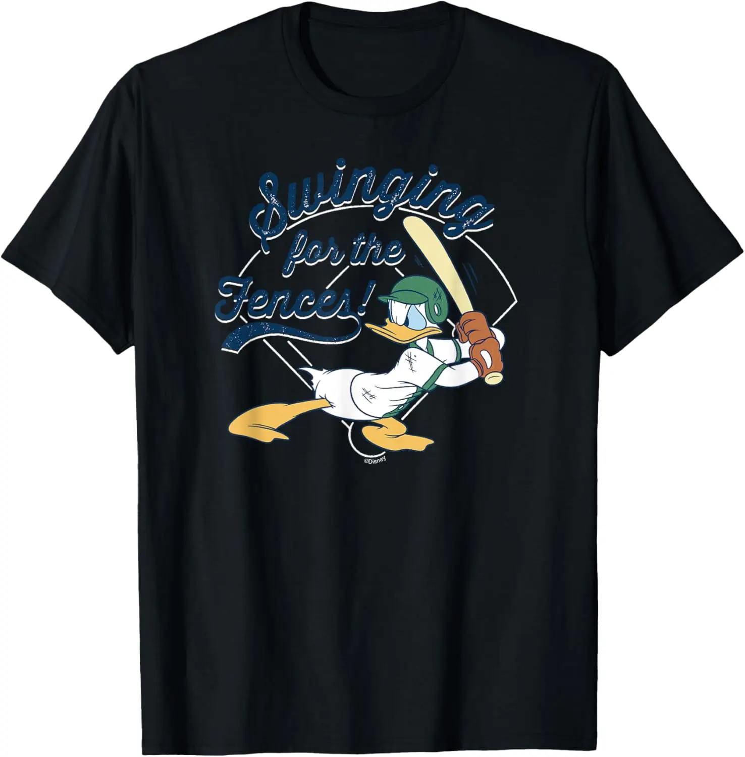 Donald Duck Baseball Swinging For The Fences T-Shirt 100% Cotton Trendy Y2K Short-Sleeve Tee-Soft, Quick-Drying,
