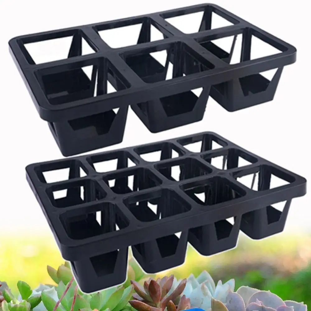 Black Flower Pots Storage Tray Tool Greenhouse 6/12 Hole Potted Bracket Caliber 6.5cm 9cm Thickness Seeding Boxes Dish