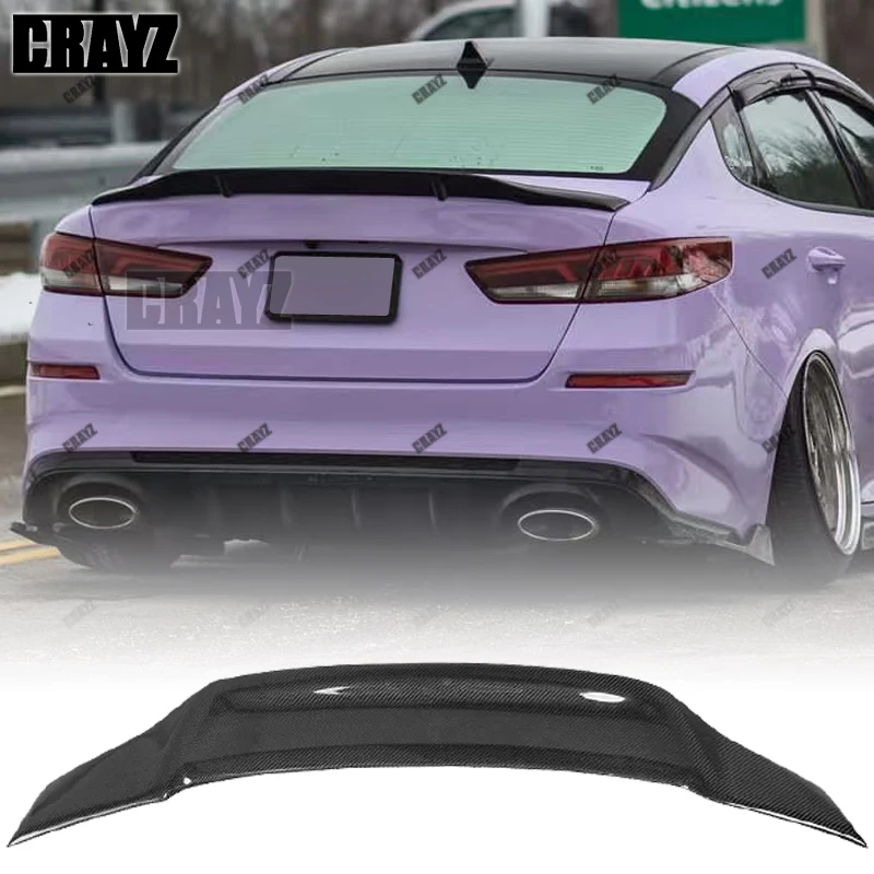 

For Kia K5 Optima 2016 - 2019 ABS Black / Carbon Fiber Exterior Tail Trunk Boot Wing Decoration R Style Rear Spoiler