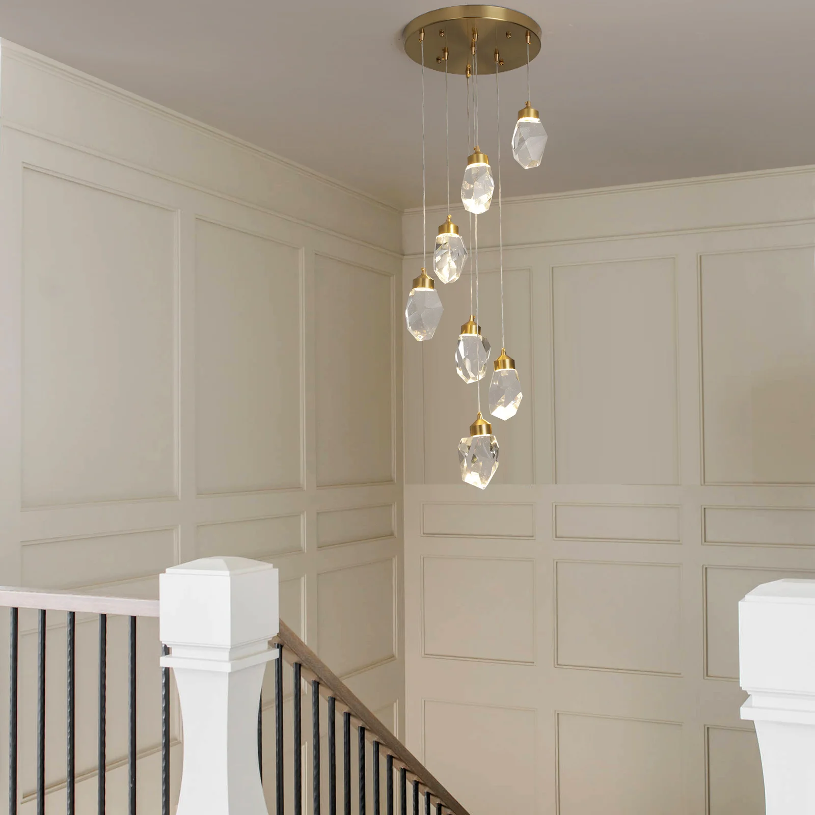 Simple Classic Crystal Chandelier Pendant Light Hotel Project Lamp Kitchen Hanging Lamp