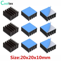 10pcs 20x20x10mm Aluminum Heatsink Black Heat Sink Cooling Cooler Radiator for Electronic Chip IC With Thermal Conductive Tape