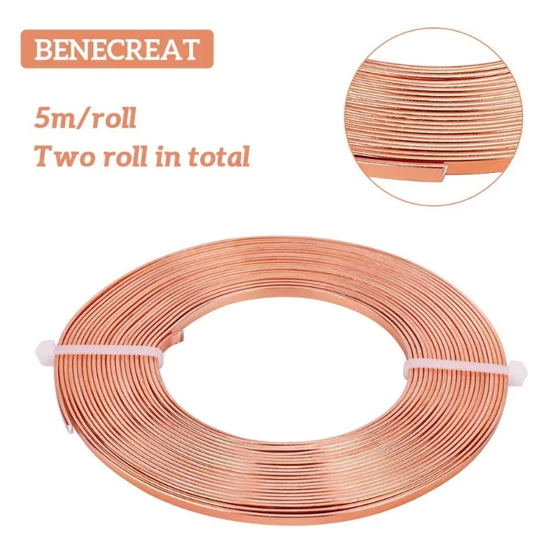 2 Rolls 32 Feet 3mm Wide Flat Jewelry Craft Wire 18 Gauge Aluminum Wire for Bezel Sculpting Armature Jewelry Making - Copper