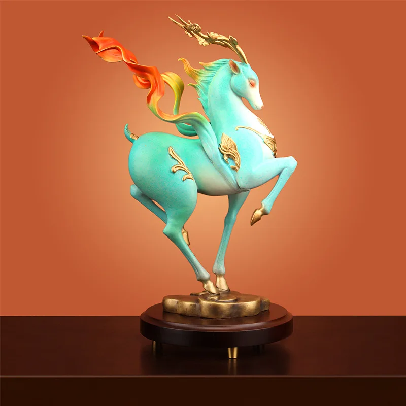 

"Wealth all the way" copper deer ornament, lucky deer home furnishing living room TV cabinet decoration