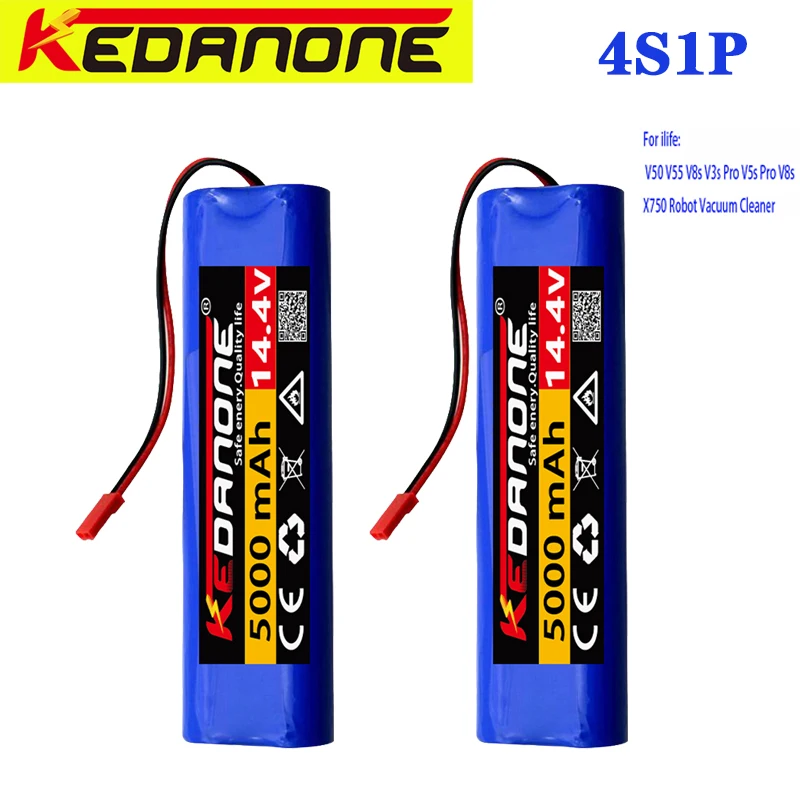 

14.4V 18650 4000mAh/5000mAh Lithium Battery for ILIFE V3s Pro V50 V5s Pro V8s V80 Max B5 Max S5 Pro X750 Robot Vacuum.