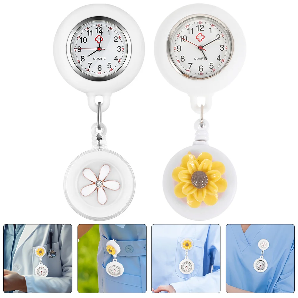 

2 Pcs Chest Watch Pocket Paramedic Nursing Tools for Nurses Quartz Glass Accessories