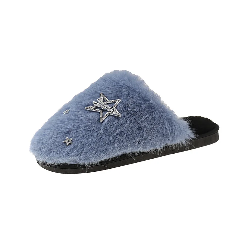 

Women Winter Home Fur Slippers Cartoon Cat Non-Slip Soft Warm House Indoor Bedroom Men Couples Boys Girl Memory Foam Floor Shoes