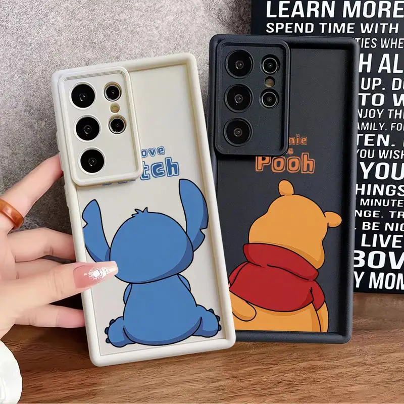 Phone case for Samsung Galaxy S24 S22 S21 Ultra A13 cases S20 FE S23 S24plus S21fe 12C fundas Cover Disney Pooh Stitch Angie Sac