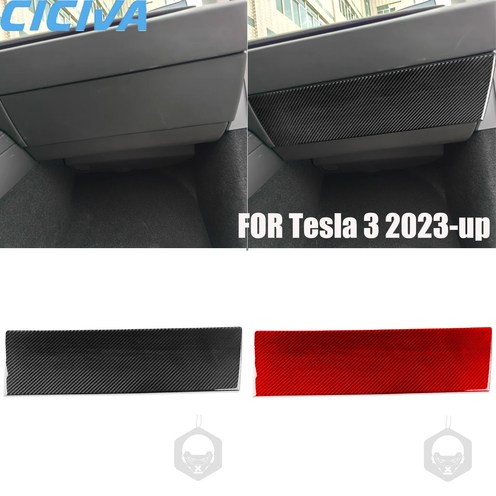 For Tesla 3 2023-up Passenger panel Decorative Real Carbon Fiber Stickers Car Interior Accessories
