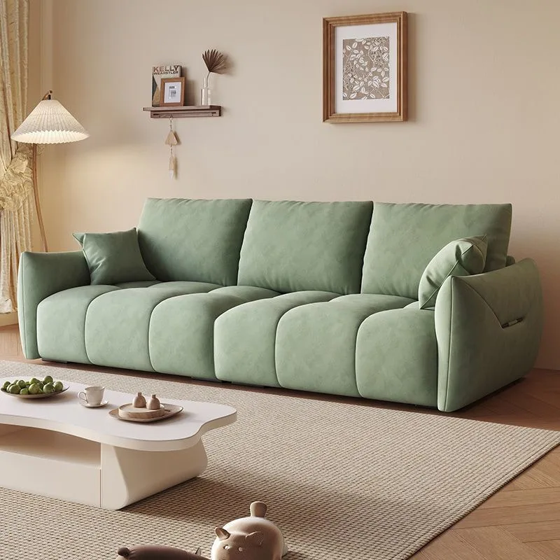 Spot three-person light luxury small apartment full set of cream explosion straight row a complete set of small sofa rental room