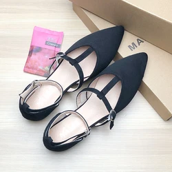 Pointed Flat Shoes Women Black Flats Dressy Comfort Solid Color Nice Quality 2022 Spring Summer Casual Shoes Rome Style Fashion