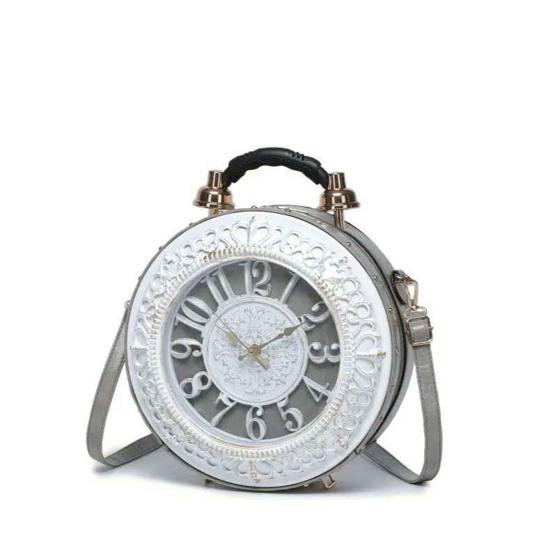 Vintage Creative Clock Handbag Stylish Style Trend Alarm Clock Crossbody Bag Women's Contrasting Color Single Shoulder Bag