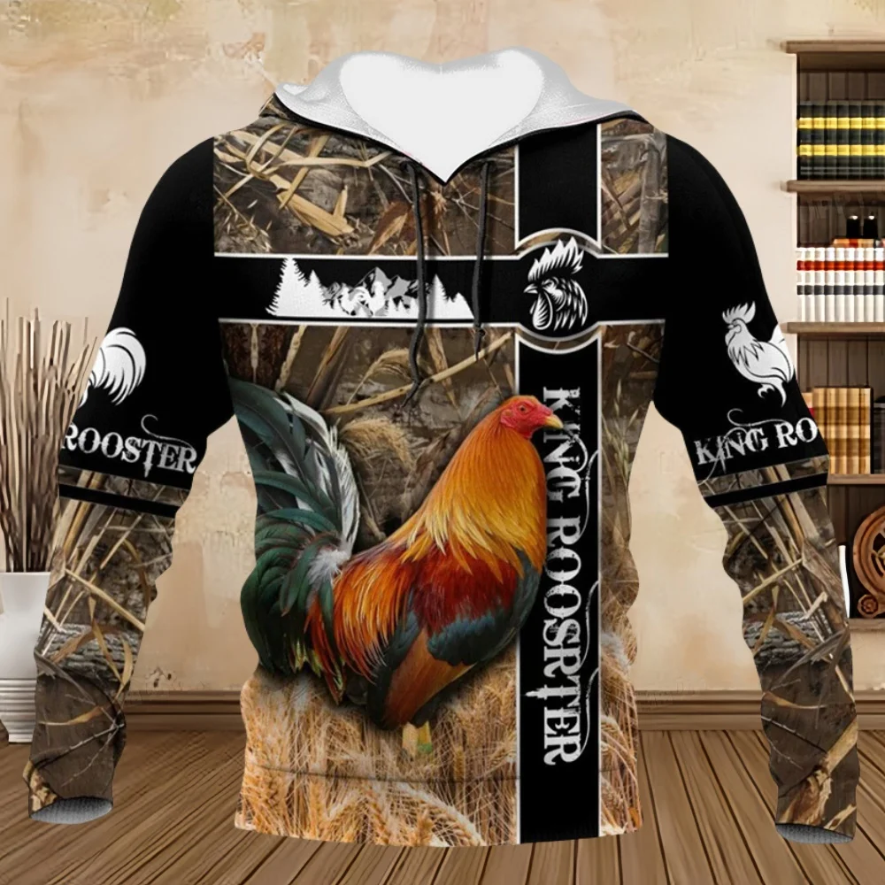 New in Sweatshirts Fashions Rooster 3D Print Hoodies Unisex Comforts Kangaroo Pocket Men Pullovers Hoodies Sweatshirts Clothing