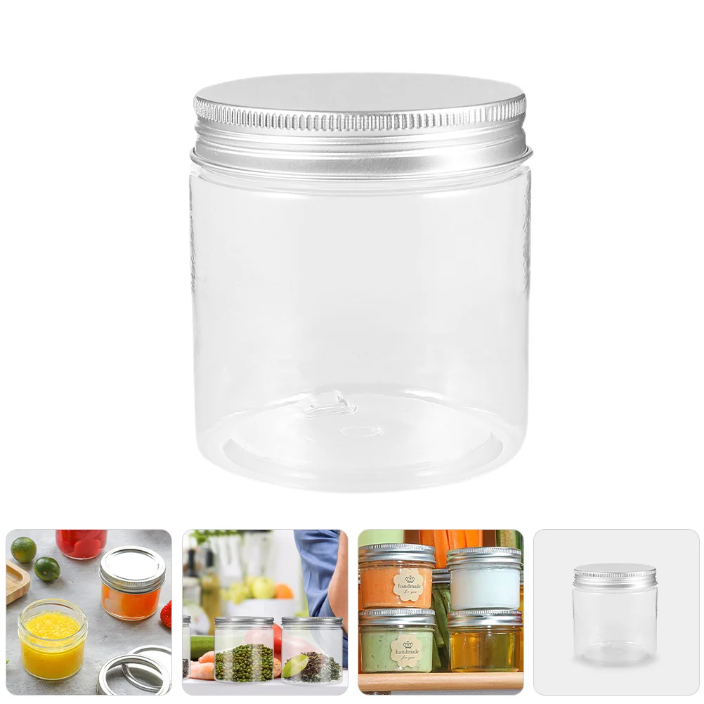 

4Pcs 250ml Clear Plastic Jars Silver Aluminum Lids Multifunctional Small Containers for Cosmetics Body Butter Kitchen