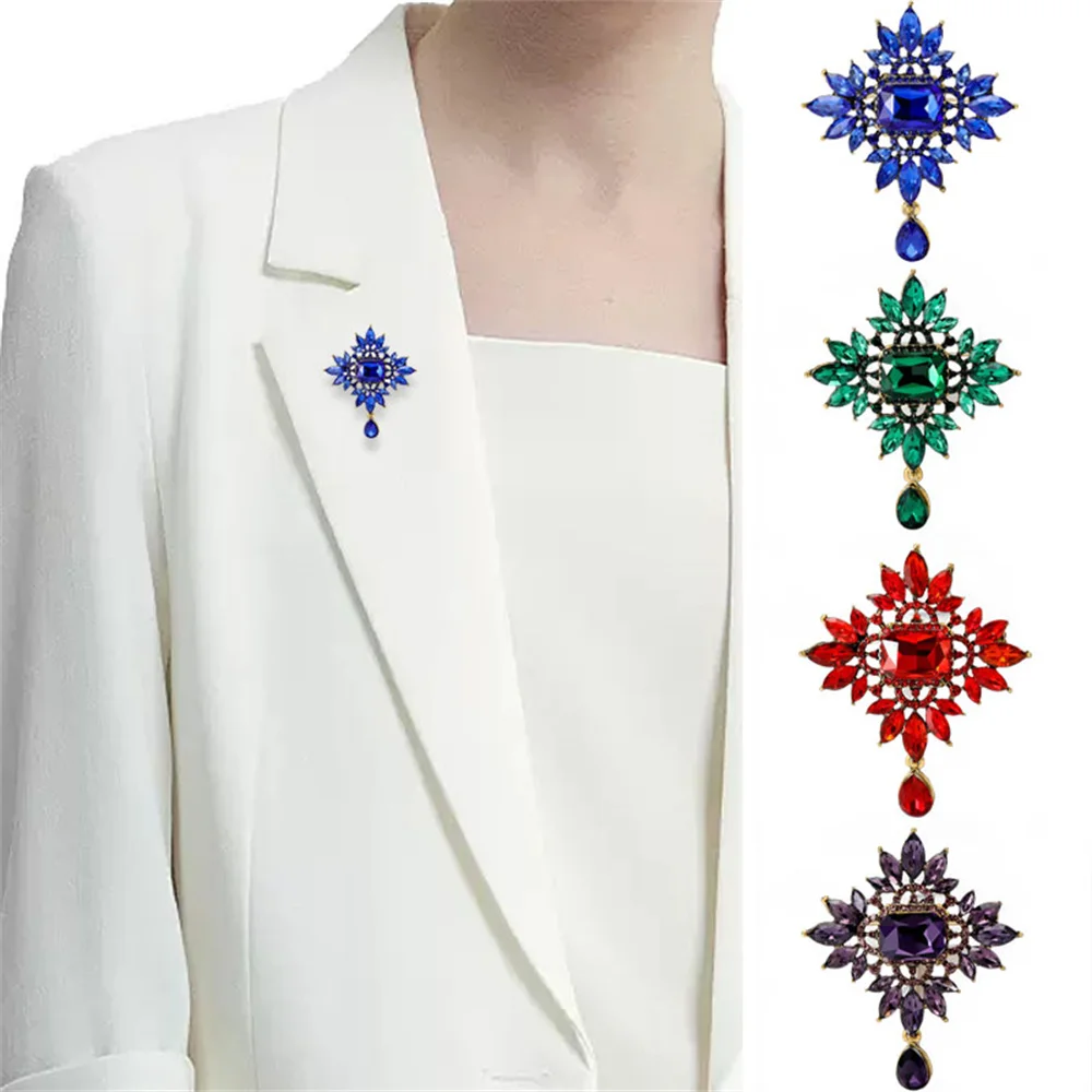 Exquisite Colored Crystal Pendant Brooch, Elegant Women's Dress, Knitwear, Coat Clothing Decoration Brooch