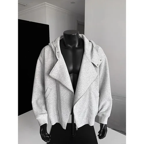 Imagen 2 del producto Sudadera con capucha gris para hombre y mujer, novedad de otoño e invierno 2026, chaqueta gruesa y holgada