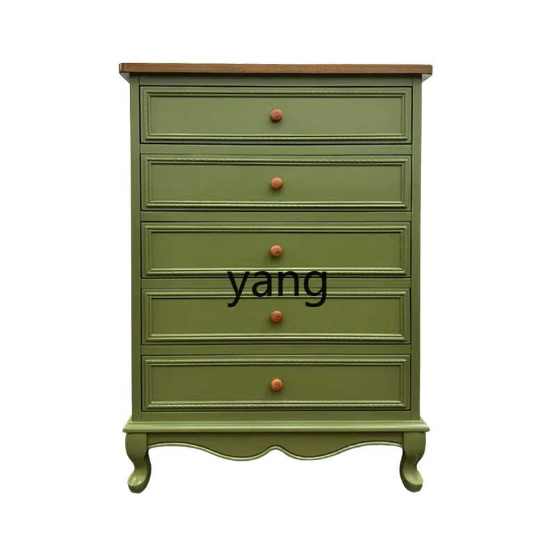 LMM Nordic Hallway Locker European Style Mediterranean Furniture Vintage Painted Distressed Home Cabinet