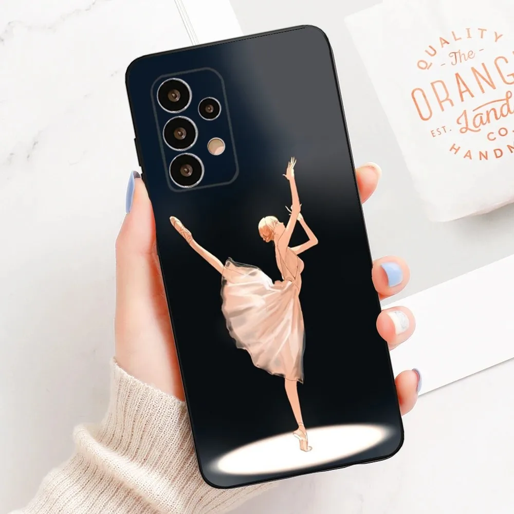 Ballerina Dance Phone Case For Samsung Galaxy A13,A21s,A22,A31,A32,A52,A53,A71,A80,A91 Soft Black Cover