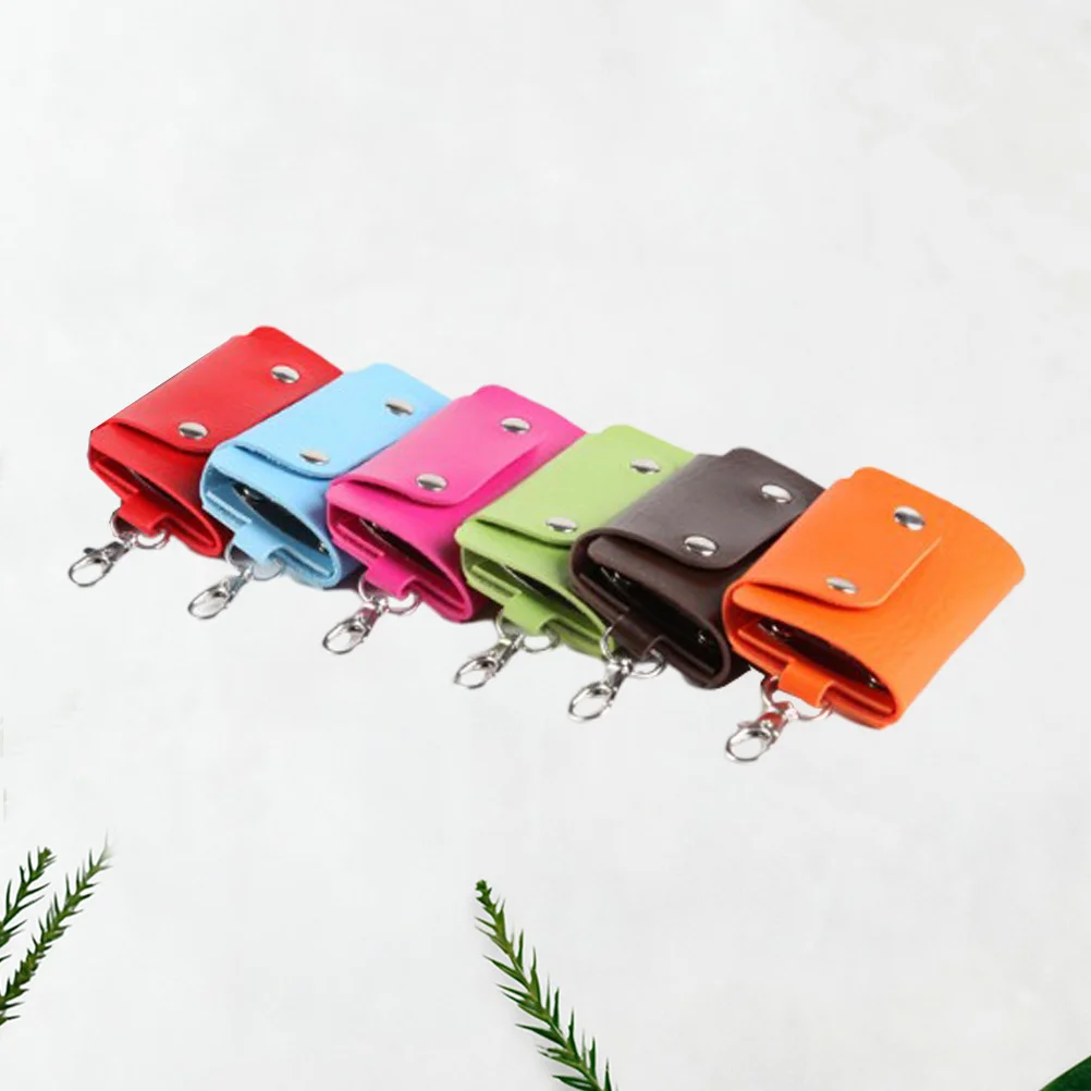

6pcs Pu Bag Fashion Pouch For Women Door Holder Stylish Key Storage Pack Hanging Office Use Durable Key Chain