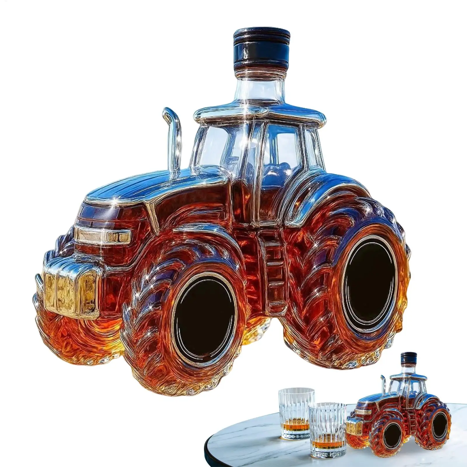 Botella de whisky de 300ml, botella con forma de Tractor 3D, decantador de cristal, vino doméstico, Brandy, champán, dispensador de vino, juego de vino