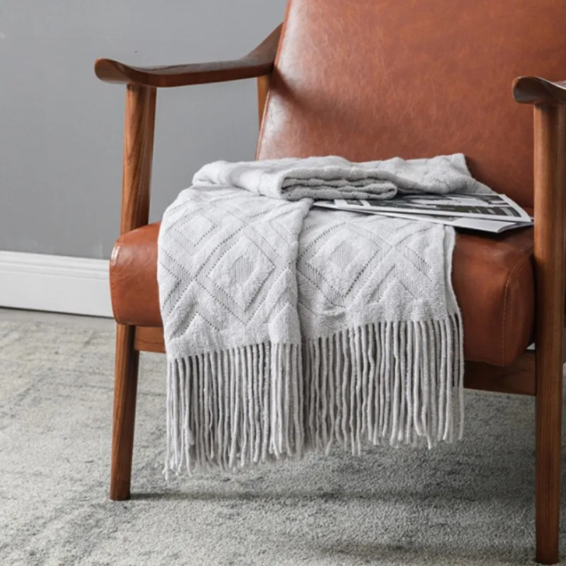 

Inyahome-Knitted Throw Blankets, Green, Beige,Solid Bedspread, Sofa, Chair, Bed Cover for Spring, Summer, Autumn Home Decoration