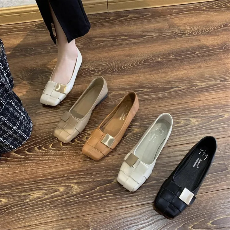 

Туфли женские с квадратным носком, вязаная обувь на плоской подошве, с открытым носком, классические, лето 2024