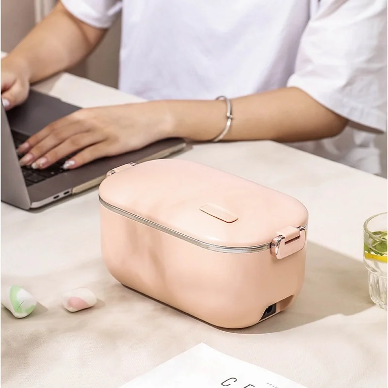 Electric Lunch Box Portable 304 Stainless Steel Waterless Heating Lunch Box Hot Rice Heater Plug-in Bento Box
