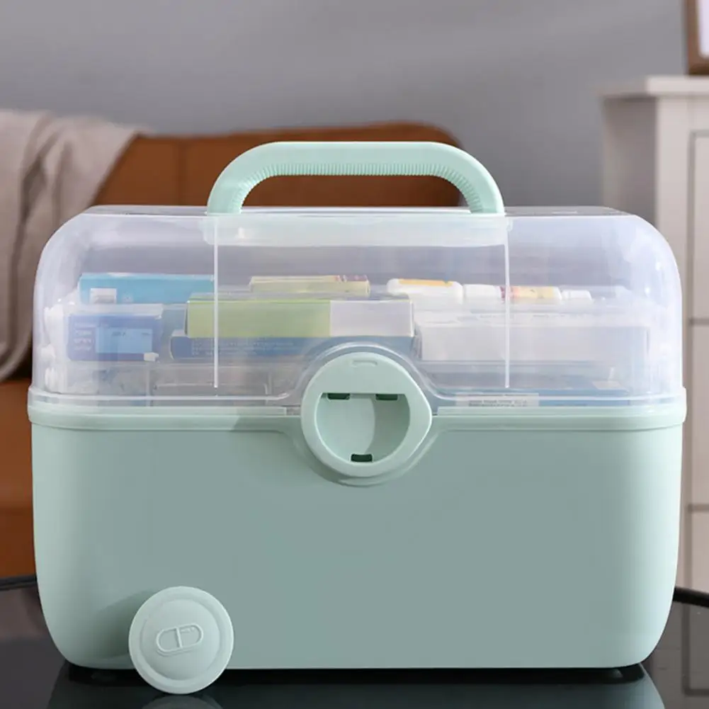Three-layer Medicine Organizer Medicine Storage Box with 3-layer Design Capacity Pill Organizer Transparent Lid Portable