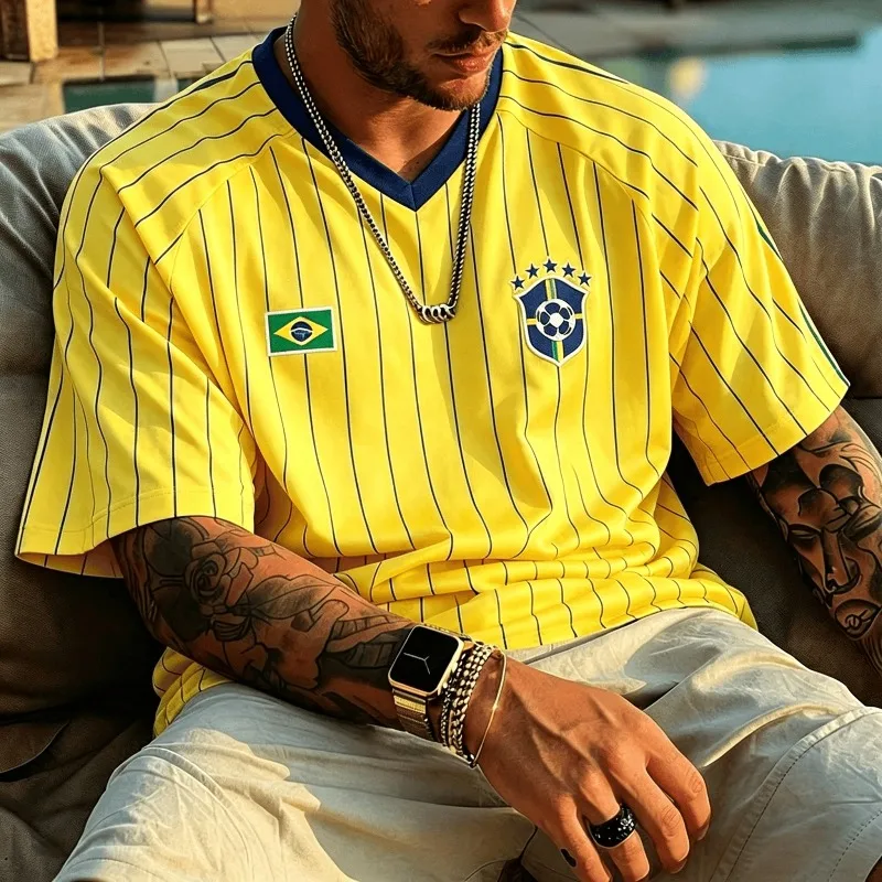 Brazil Argentina USA Mexico National Football Jersey Patriotic Country Flag Kid Soccer T-Shirt Fan Sport Uniform Streetwear Tops