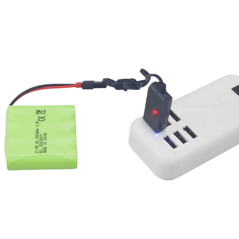 Pacco batteria 2 pezzi 4.8V 2800mAh con spina JST-2P + cavo di ricarica USB per giocattoli elettrici, escavatori, camion e veicoli di ingegneria