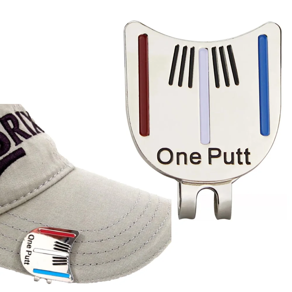 One Putt Golf Training Aids Cap Clip Golf Putting Alignment Aiming Tool Golf Ball Marker Golf Hat Clip