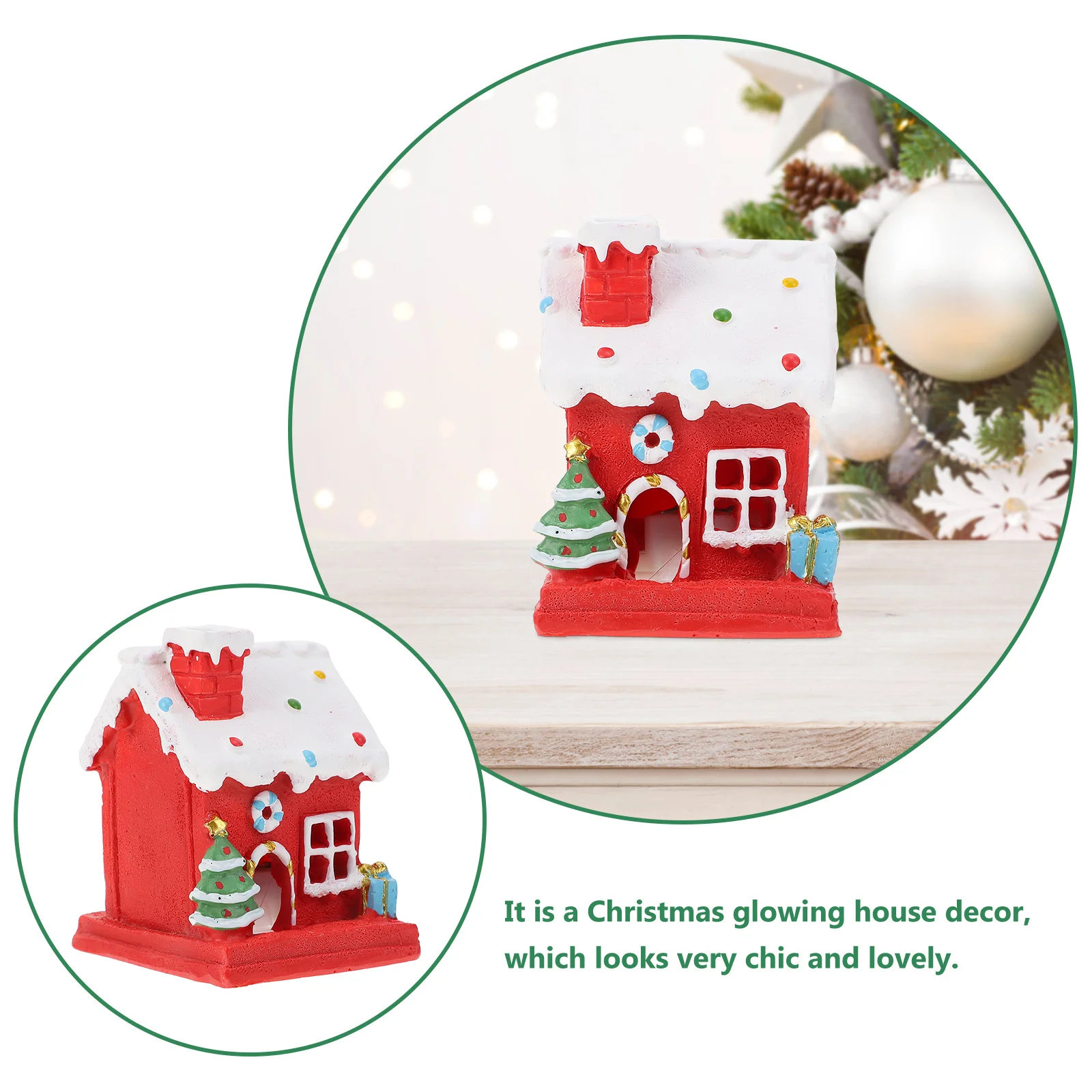 

1Pcs Resin Christmas House Ornament Glowing Decor Perfect for Home Office Living Room Xmas Decoration Christmas House Ornament