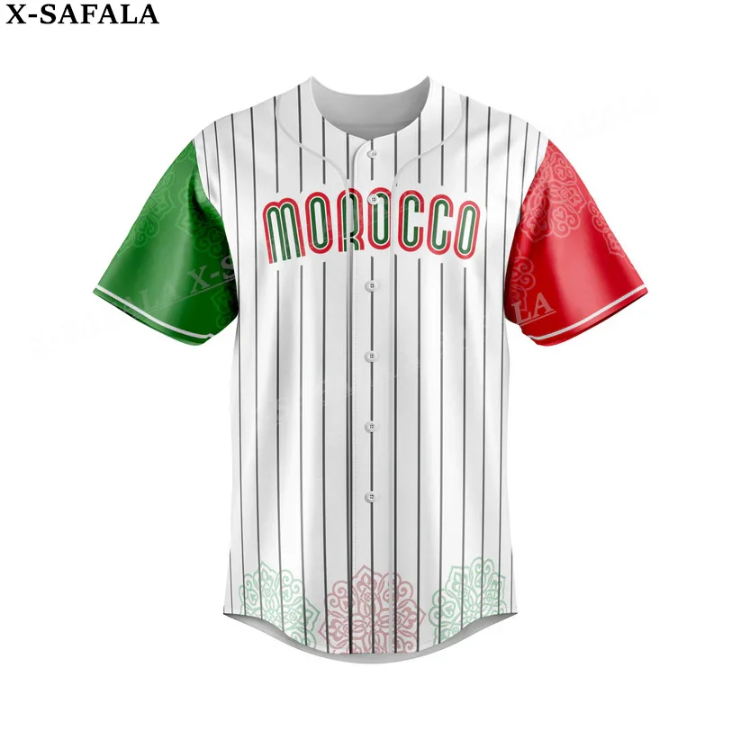 Morocco Love Country Flag Coat Of Arms Egypt 3D Printed Baseball Jersey Shirt Men's Tops Tee Oversized Streetwear Jersey-2