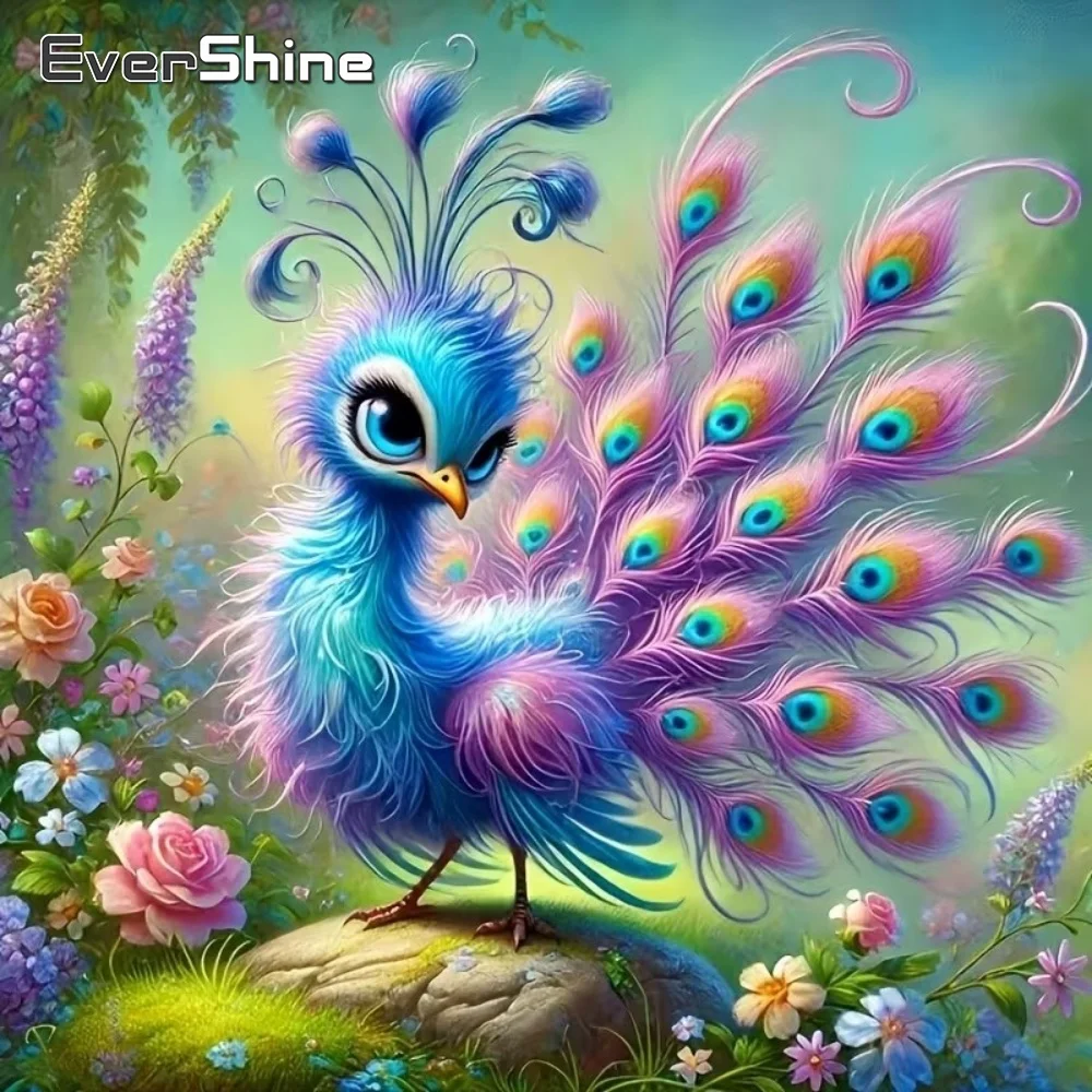 

EverShine 5D DIY Diamond Mosaic Peacock Painting Animal Cartoon Kit Embroidery Suitable for Beginners Home Bedroom Wall Artwork