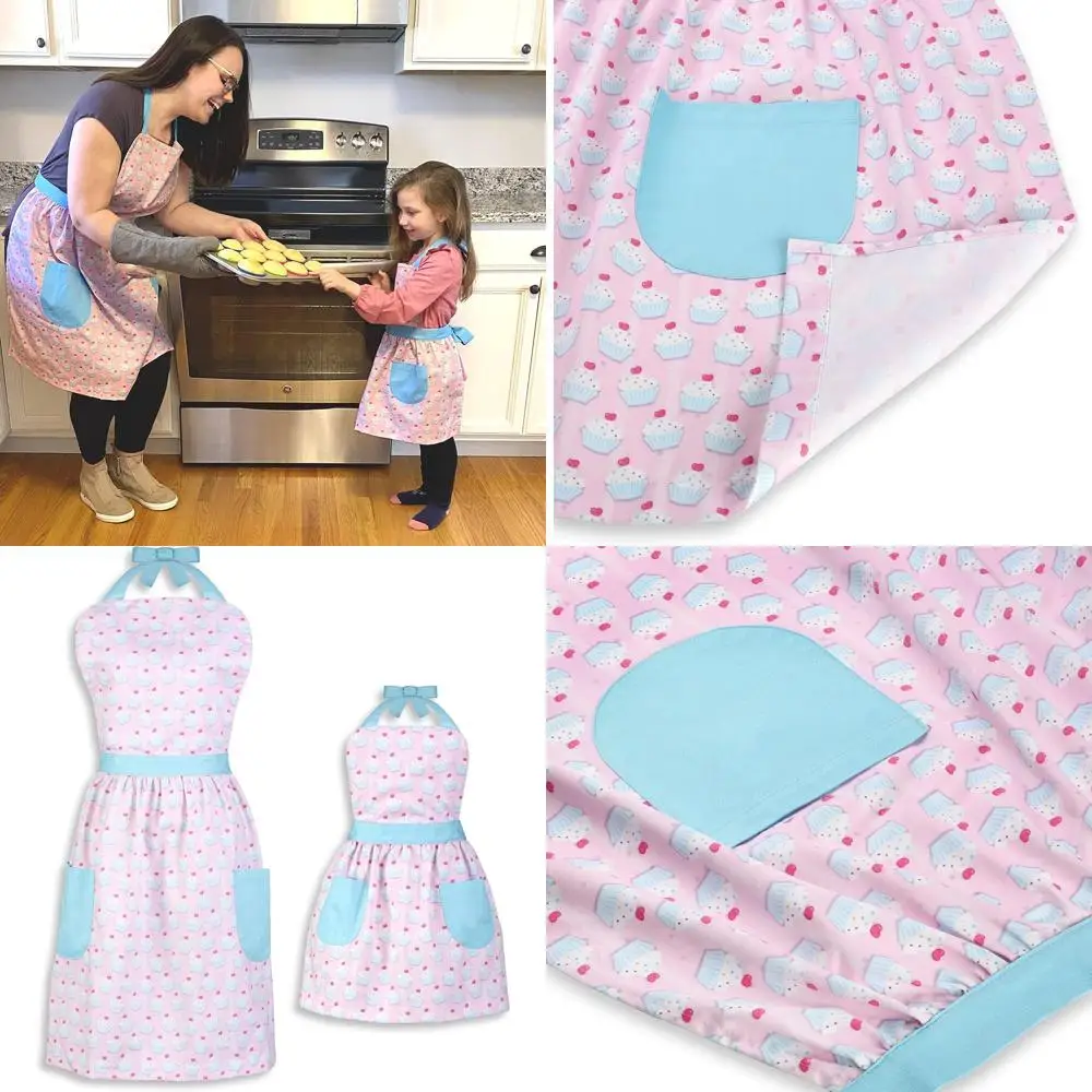 

Mother-Daughter Matching Apron Set for Cooking and Baking in Spring Hues