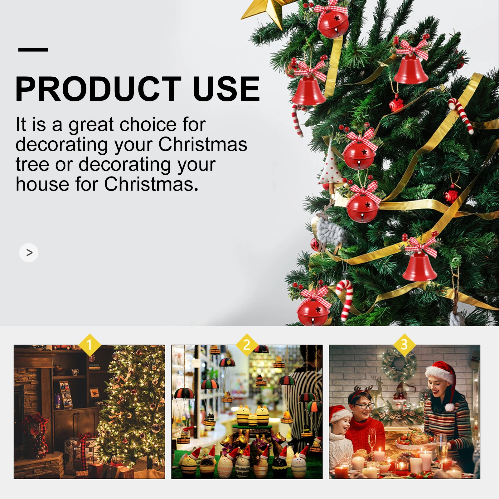 

2 Pcs Wrought Iron Bell Pendant Bells Christmas Ornaments Decorative Xmas Hanging for Decoration Garland