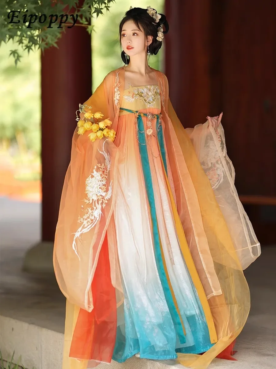 Hanfu female Tang costume super immortal ancient style restoration Hezi skirt embroidery ancient costume