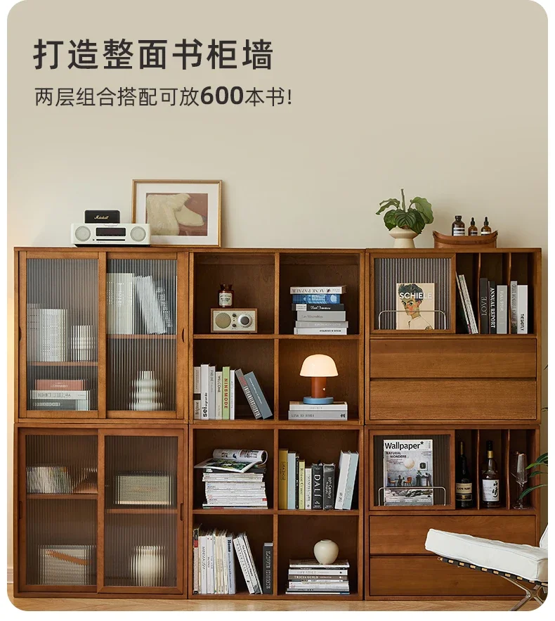 

Retro solid wood bookcase, locker, integrated TV cabinet, combination cabinet, display cabinet, dining side