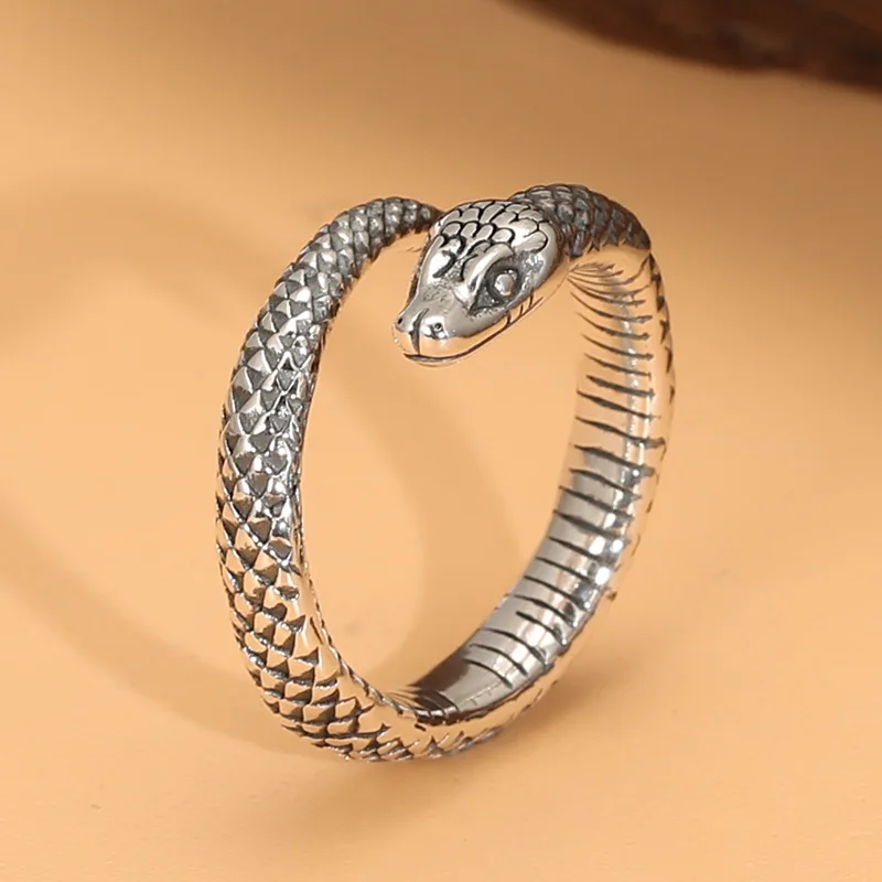 s925 sterling silver ring men and women creativity open fashion personality Zodiac Viper index finger fashionmonger tail ring