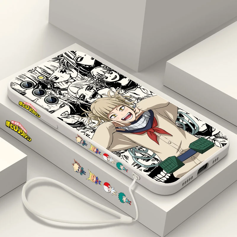 My Hero Anime Himiko Toga Phone Case For Samsung Galaxy S24 S23 S22 S21 S20 Pro FE Plus Ultra Liquid Left Rope Cover