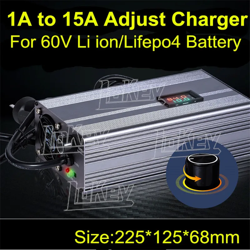 60V 2A 5A 10A 15A adjust current Charger LCD 16S 67.2V 17S 71.4V 18S 75.6V li ion 20S 73V lifepo4 tricycle motorcycle batterys