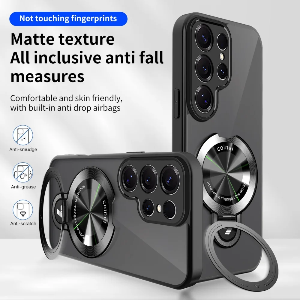 Luxury Frosted Skin Feel Armor Magnetic Kickstand Case For Samsung S26 S25 Ultra S24 S23 Plus S22 FE Anti-drop Bumper Back Cover