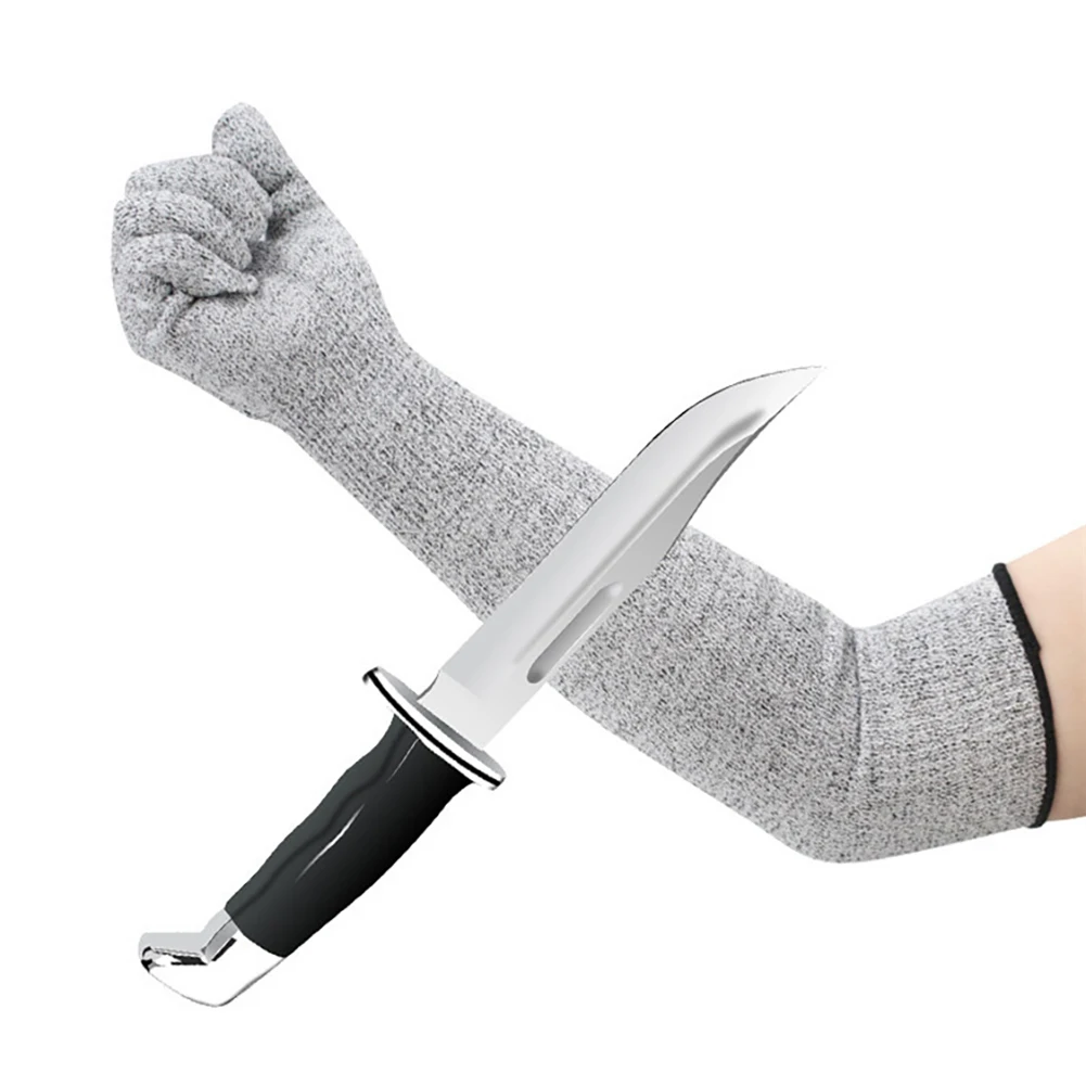 1Pair Extended Anti-cut Sleeve Grade 5 HPPE Anti-scratch Arm Guard Anti-bite Anti-cut Sleeve Stab-proof Household Outdoor Gloves