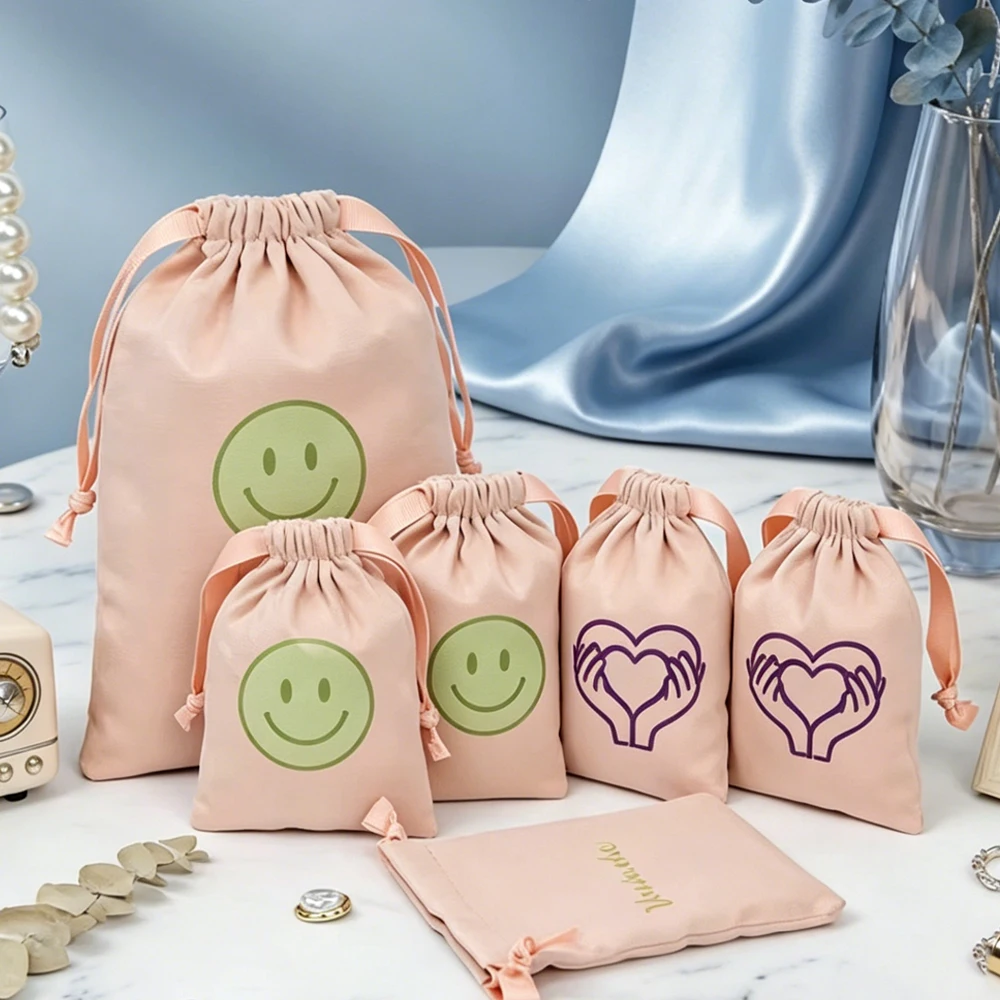 

100Pcs Velvet Jewelry Bag Bracelet Necklace Rings Dust Drawstring Pouch Custom Logo Luxury Flannel Jewellry Gift Packaging Bags