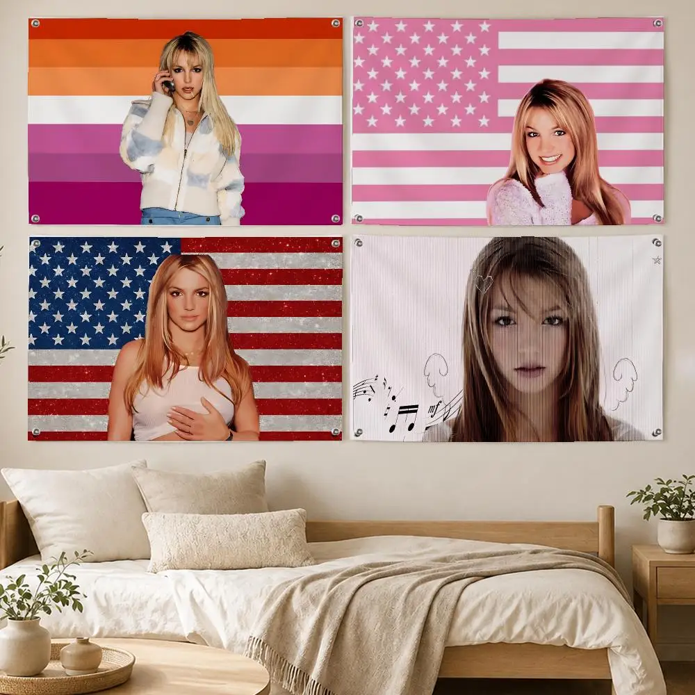 Britney Spears Pop Icon Flags Room Bedroom Home Outdoor Wall Hanging Concert Printed Background Decoration Art Banne